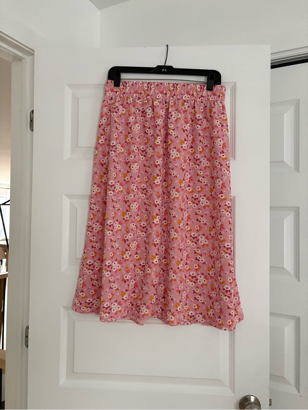 Womance Pink Floral A-Line Midi Skirt